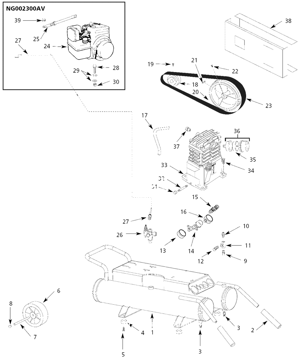 Air-Compressor Parts Diagram and Parts List for VT633200  Campbell Hausfeld Compressor